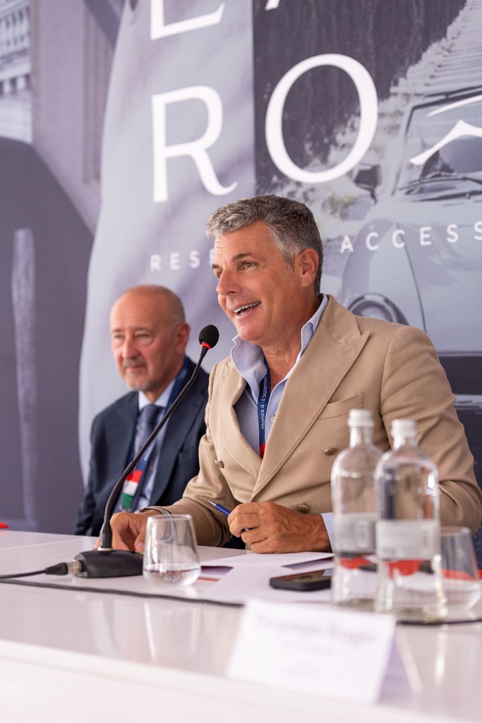 Un momento della conferenza all’autodromo di Monza. Da sinistra, Roberto Bettinelli e Carlo Bagnasco
